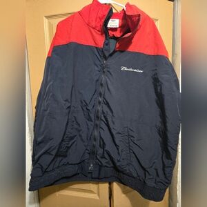 Riverside Budweiser Mens 2xl  Thinsulate Full Zip Lined Coat Red Blue Block